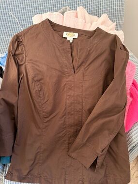 Talbots Chocolate Brown Long-Sleeve Tunic Top
